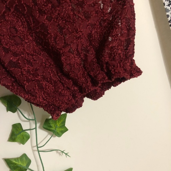 Free People Sweet Talker Lace Maroon Burgundy Top - Picture 7 of 8